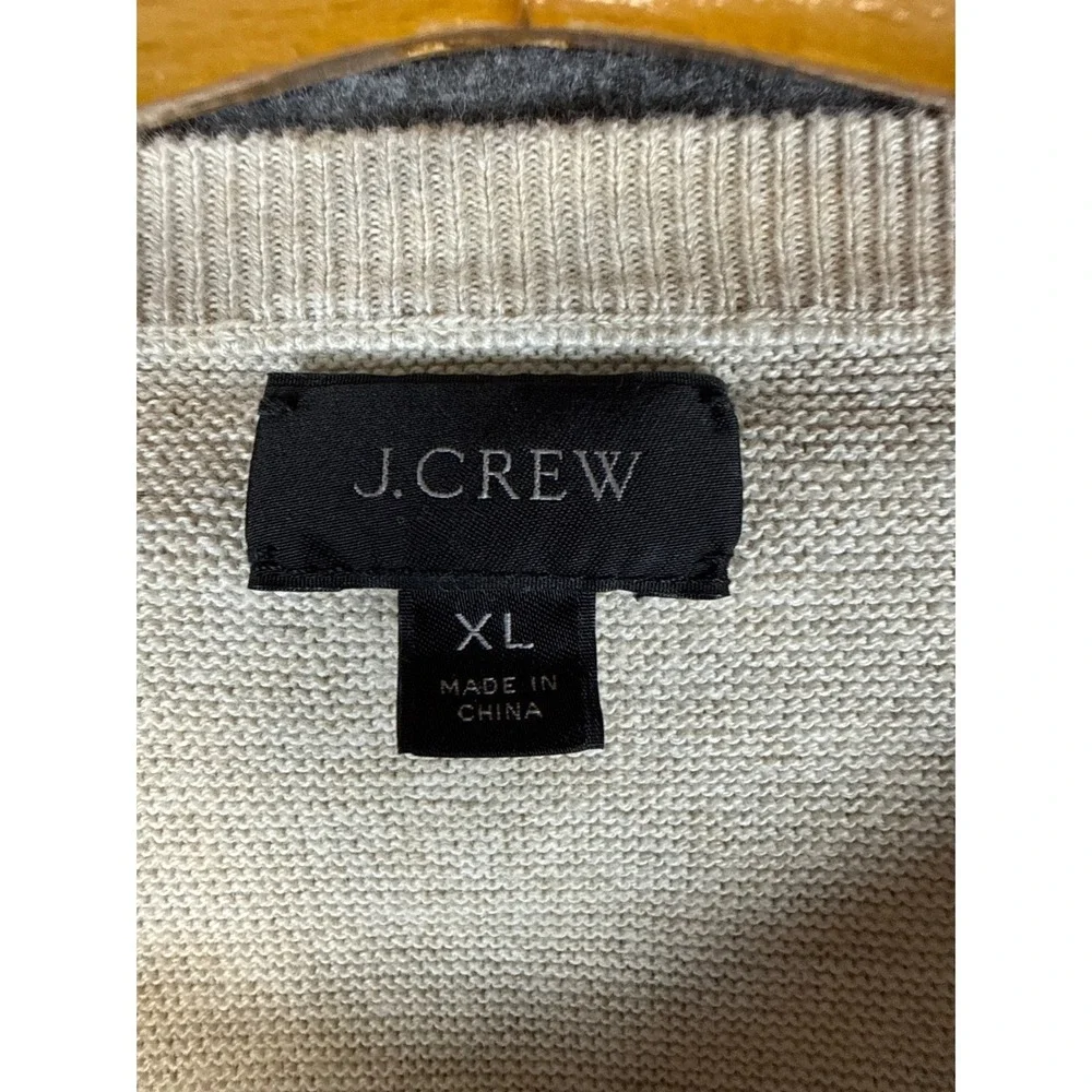 J Crew Cotton Crewneck‎ Sweater Tee Pullover Beige Mens Size XL Academia Travel